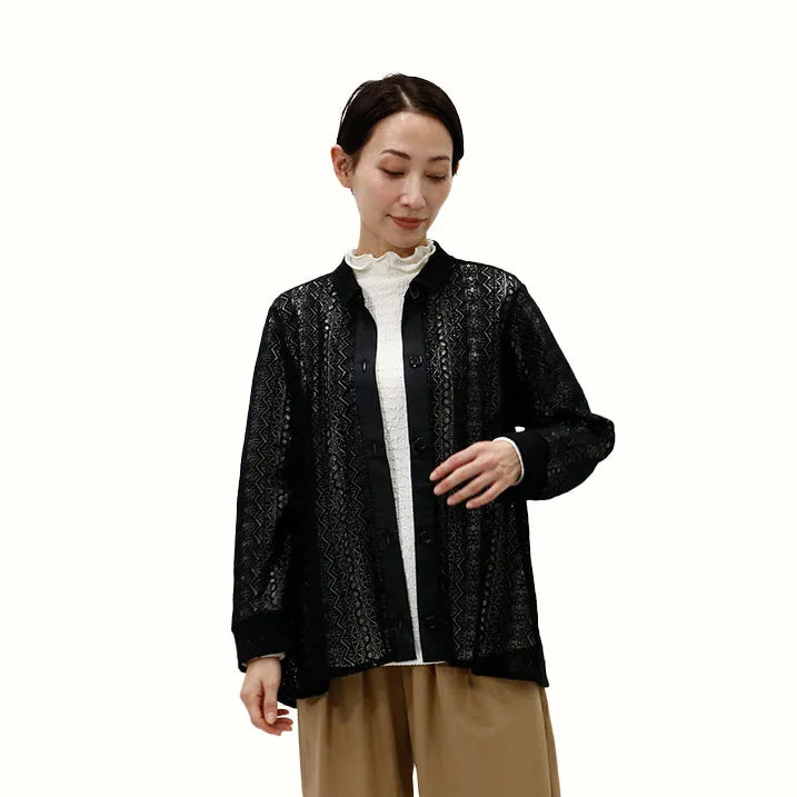 【羽織るだけで優雅な装い・洗える】レースブラウス