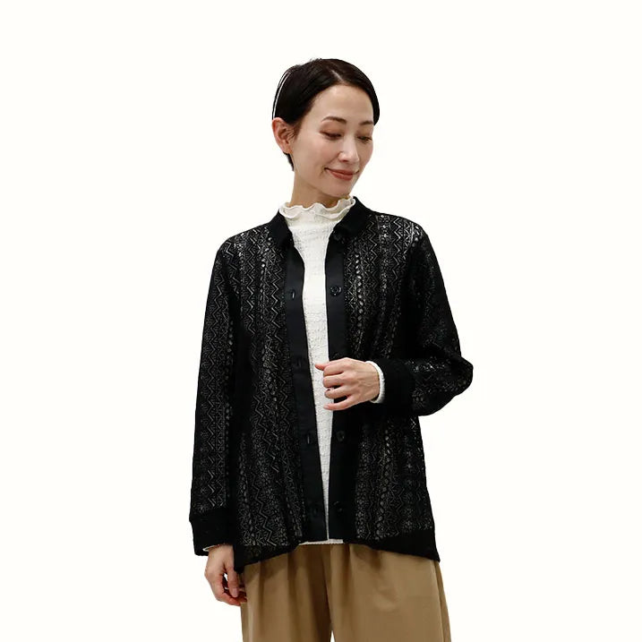 【羽織るだけで優雅な装い・洗える】レースブラウス