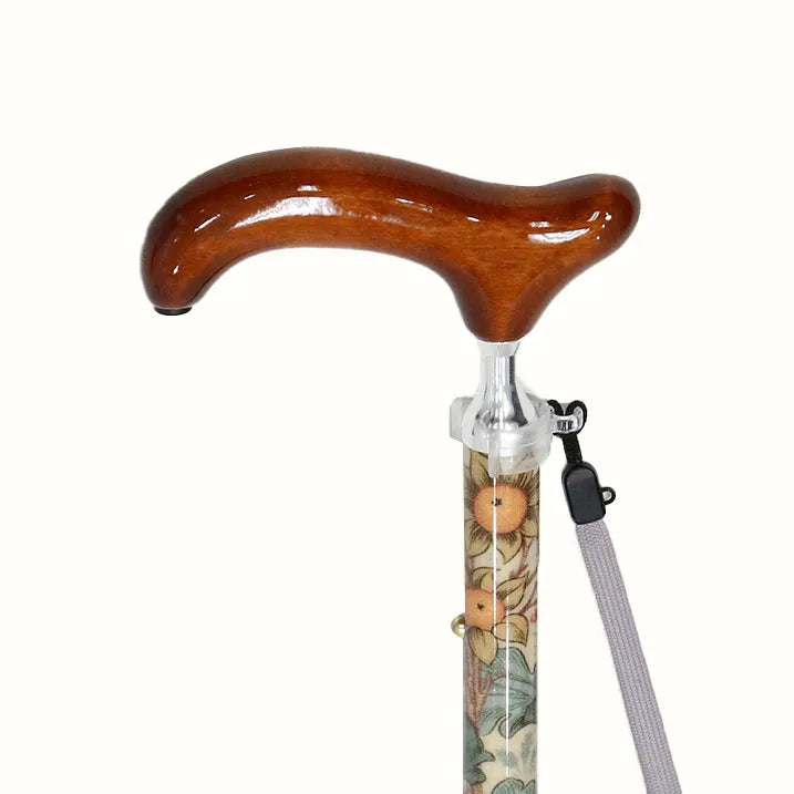 【伸縮&折りたたみ・上柄】折畳みステッキ Fabric Designed By W.Morris ORCHID