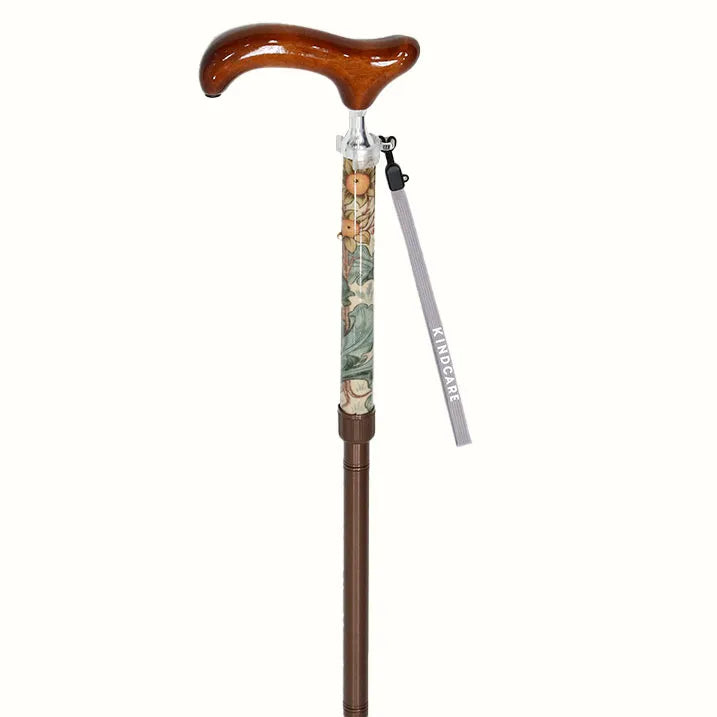 【伸縮&折りたたみ・上柄】折畳みステッキ Fabric Designed By W.Morris ORCHID