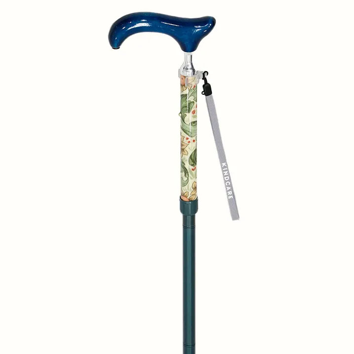 【伸縮&折りたたみ・上柄】折畳みステッキ Fabric Designed By W.Morris ORCHID