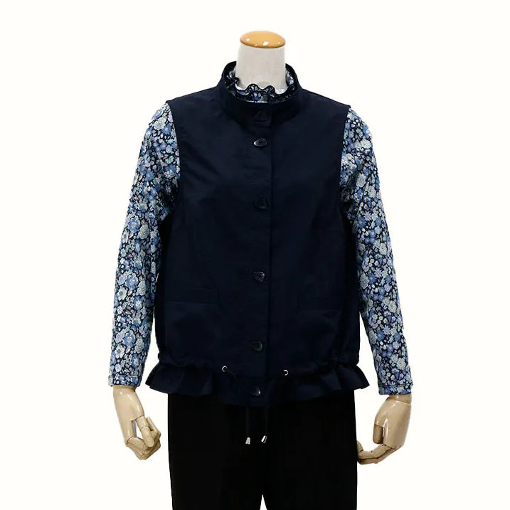 【裾のフリルが大人カワイイを演出・洗濯機◎たたんでバッグにIN】ナイロンタフタベスト