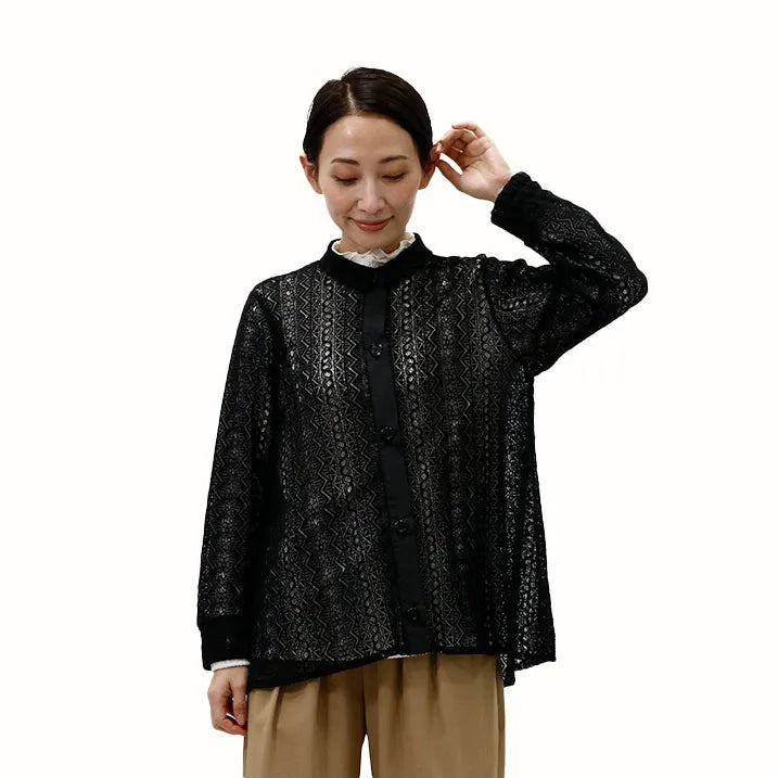 【羽織るだけで優雅な装い・洗える】レースブラウス