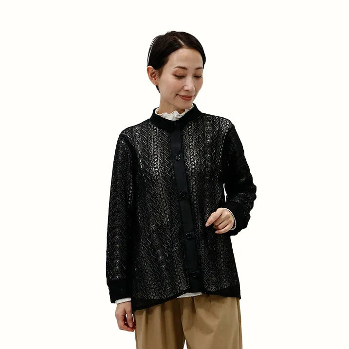 【羽織るだけで優雅な装い・洗える】レースブラウス