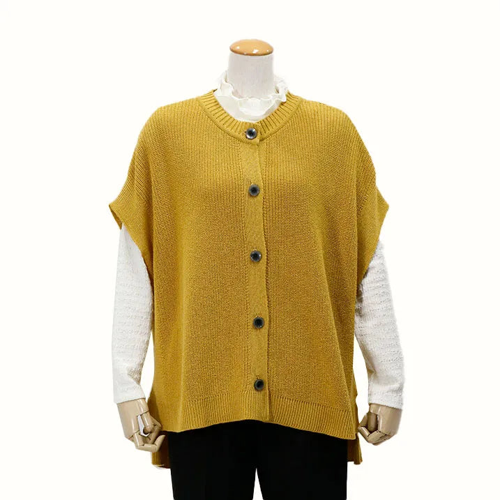 【季節の変わり目や寒暖差のある日にぴったりの1枚・着回し◎洗濯◎】畦編み肩掛けベスト