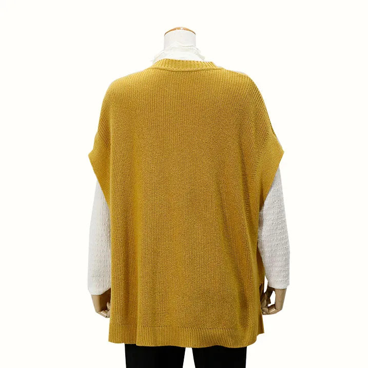 【季節の変わり目や寒暖差のある日にぴったりの1枚・着回し◎洗濯◎】畦編み肩掛けベスト