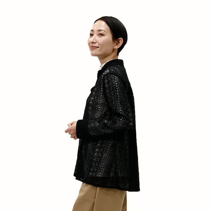 【羽織るだけで優雅な装い・洗える】レースブラウス