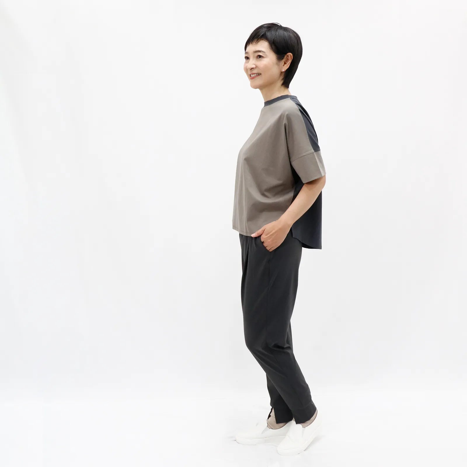 【UVカット機能・接触冷感】カラーブロッキングドルマンTシャツ