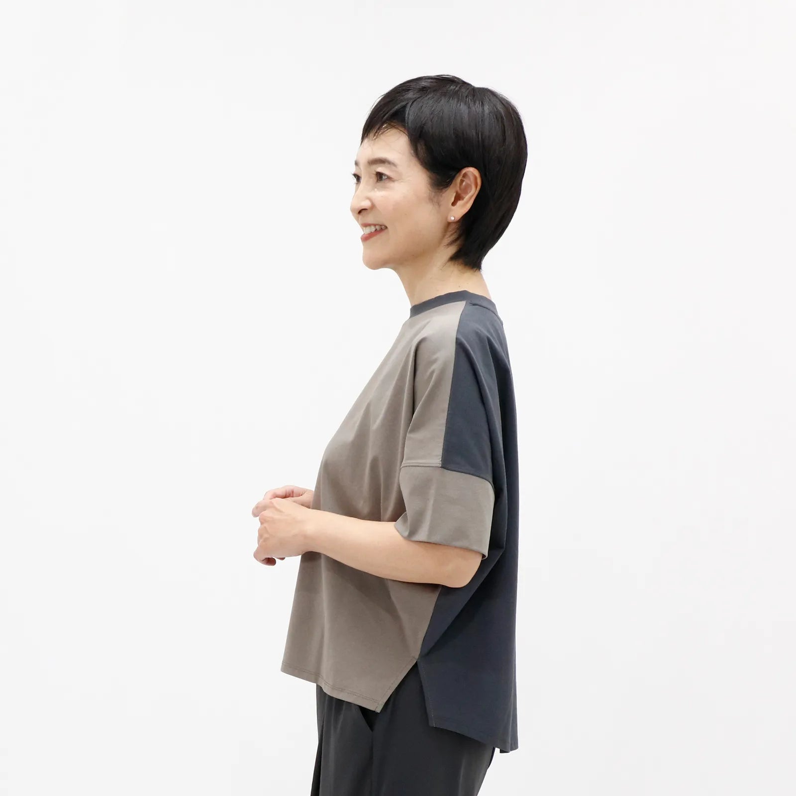 【UVカット機能・接触冷感】カラーブロッキングドルマンTシャツ