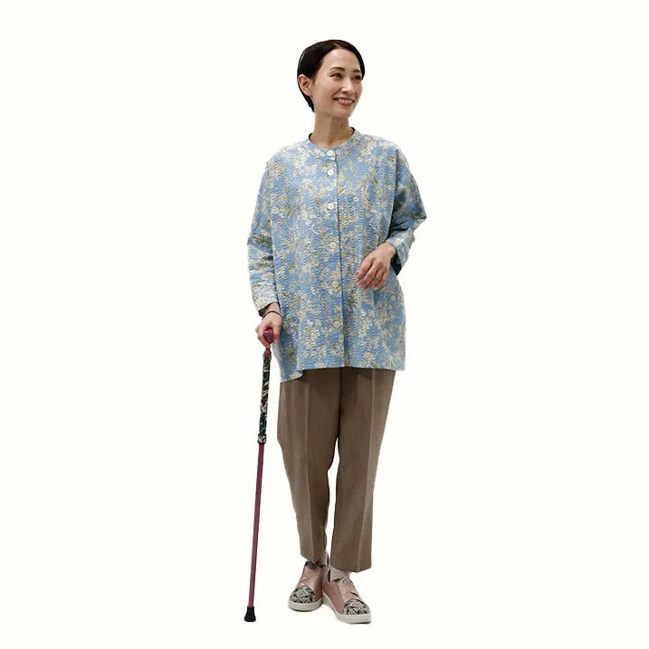 【超軽量の160g・伸縮・上柄】カーボン伸縮ステッキ リバティプリント Edna