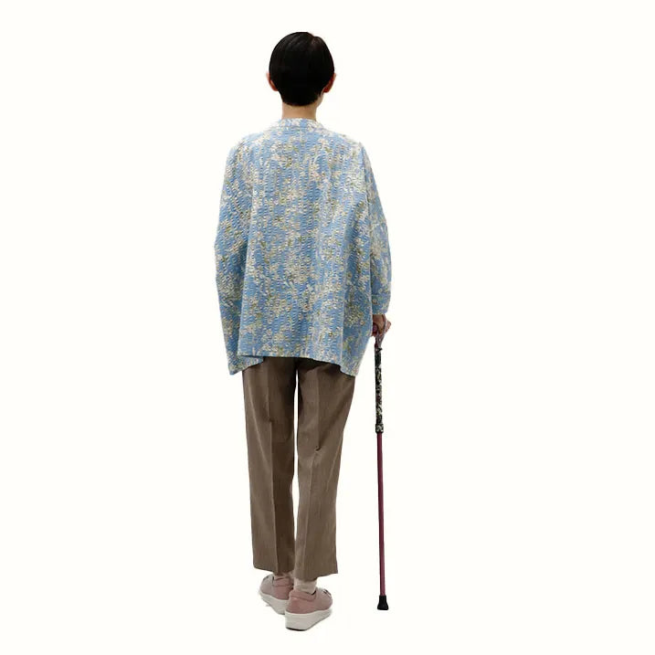 【超軽量の160g・伸縮・上柄】カーボン伸縮ステッキ リバティプリント Edna