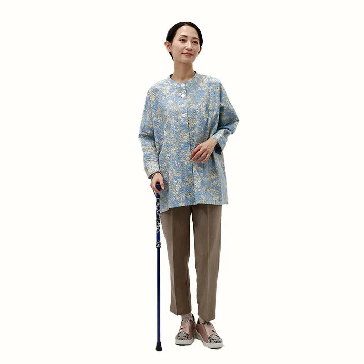 【超軽量の160g・伸縮・上柄】カーボン伸縮ステッキ リバティプリント Edna