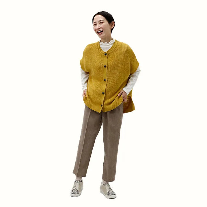 【季節の変わり目や寒暖差のある日にぴったりの1枚・着回し◎洗濯◎】畦編み肩掛けベスト