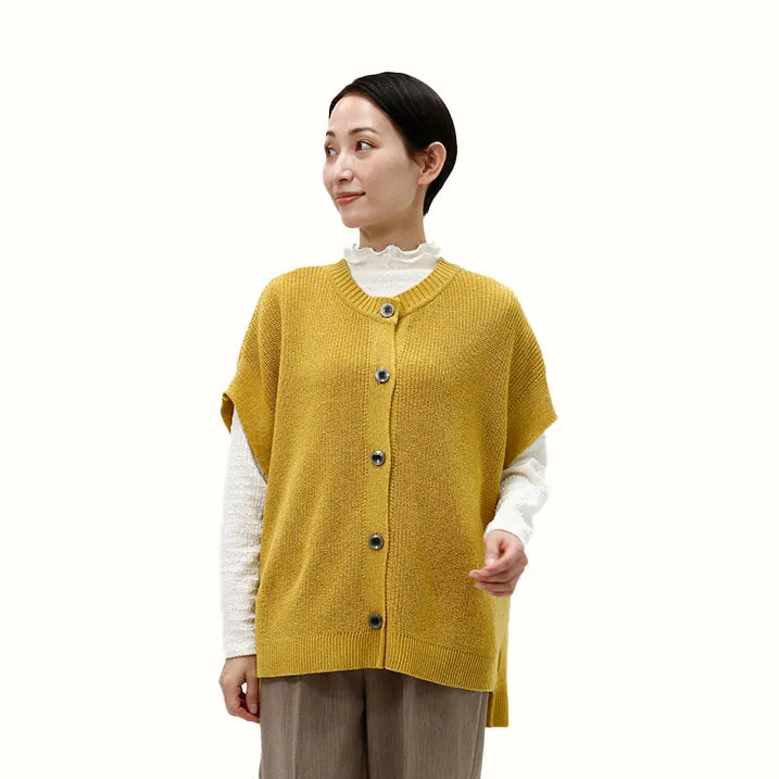 【季節の変わり目や寒暖差のある日にぴったりの1枚・着回し◎洗濯◎】畦編み肩掛けベスト