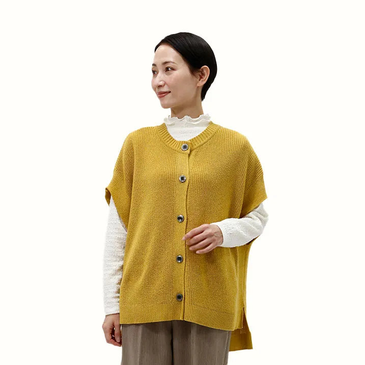 【季節の変わり目や寒暖差のある日にぴったりの1枚・着回し◎洗濯◎】畦編み肩掛けベスト