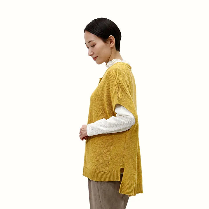 【季節の変わり目や寒暖差のある日にぴったりの1枚・着回し◎洗濯◎】畦編み肩掛けベスト