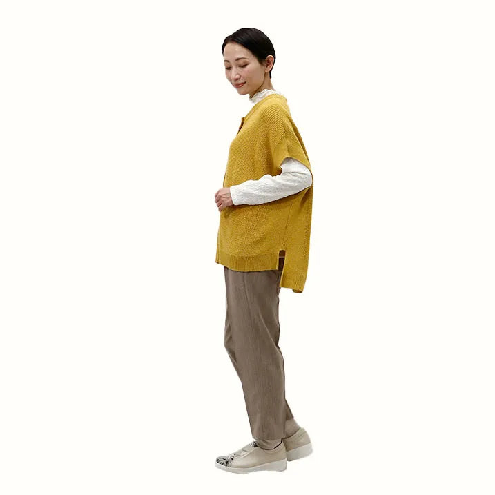 【季節の変わり目や寒暖差のある日にぴったりの1枚・着回し◎洗濯◎】畦編み肩掛けベスト