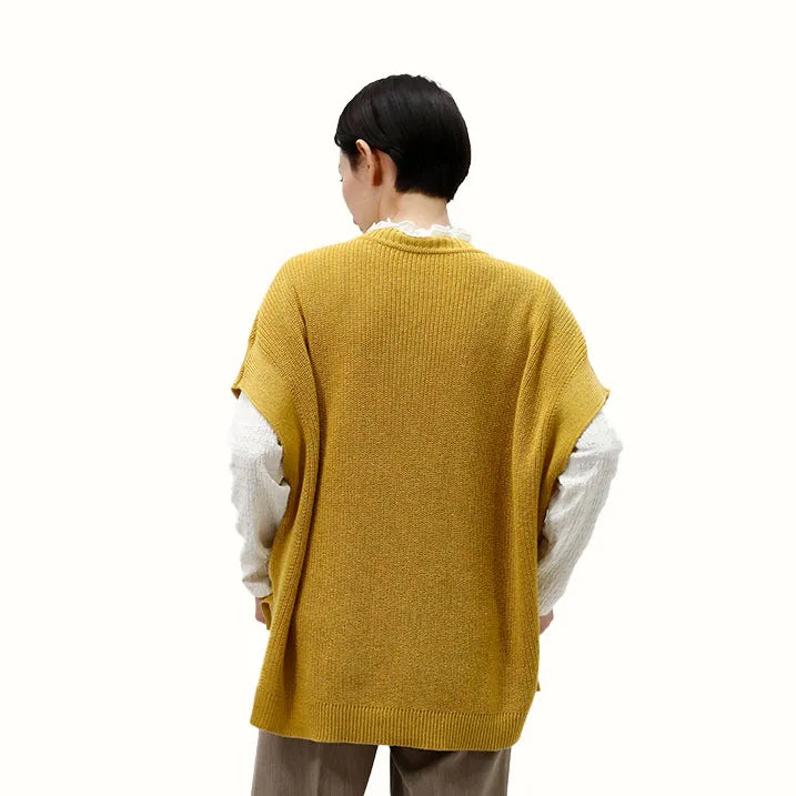 【季節の変わり目や寒暖差のある日にぴったりの1枚・着回し◎洗濯◎】畦編み肩掛けベスト