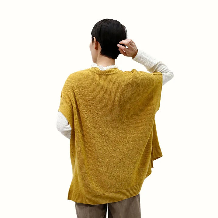 【季節の変わり目や寒暖差のある日にぴったりの1枚・着回し◎洗濯◎】畦編み肩掛けベスト