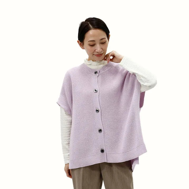 【季節の変わり目や寒暖差のある日にぴったりの1枚・着回し◎洗濯◎】畦編み肩掛けベスト