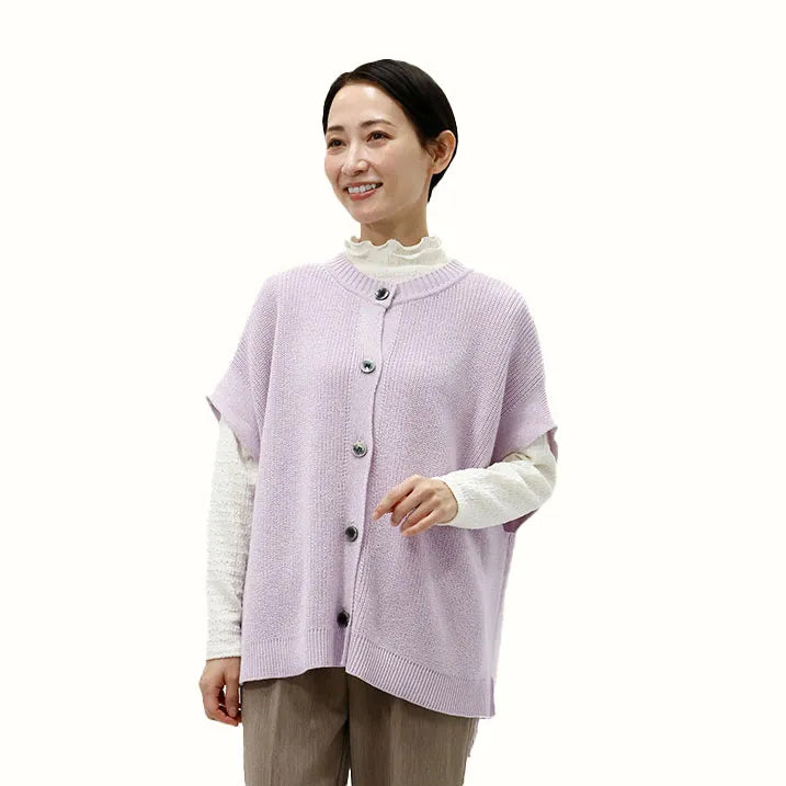 【季節の変わり目や寒暖差のある日にぴったりの1枚・着回し◎洗濯◎】畦編み肩掛けベスト