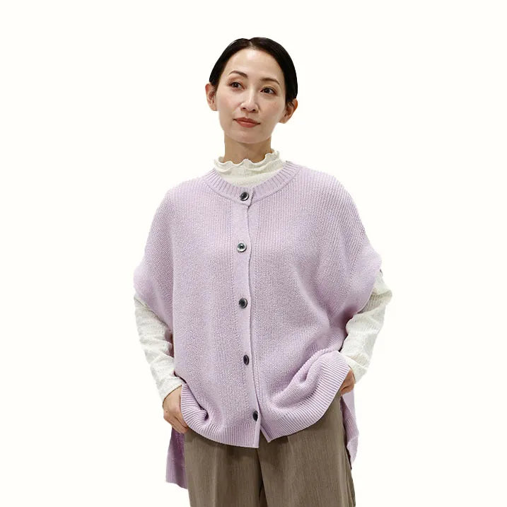 【季節の変わり目や寒暖差のある日にぴったりの1枚・着回し◎洗濯◎】畦編み肩掛けベスト
