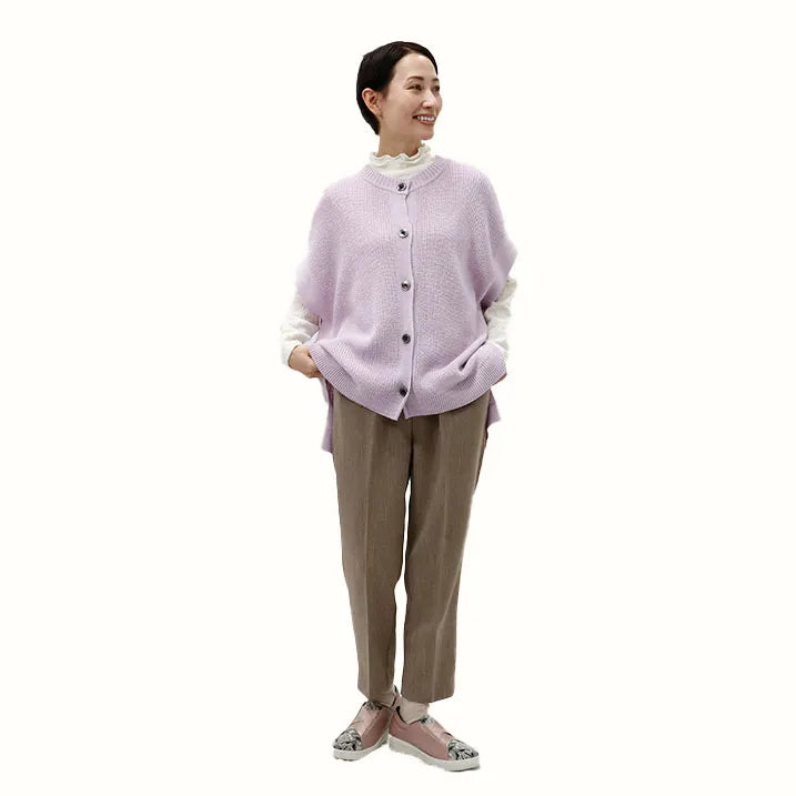 【季節の変わり目や寒暖差のある日にぴったりの1枚・着回し◎洗濯◎】畦編み肩掛けベスト