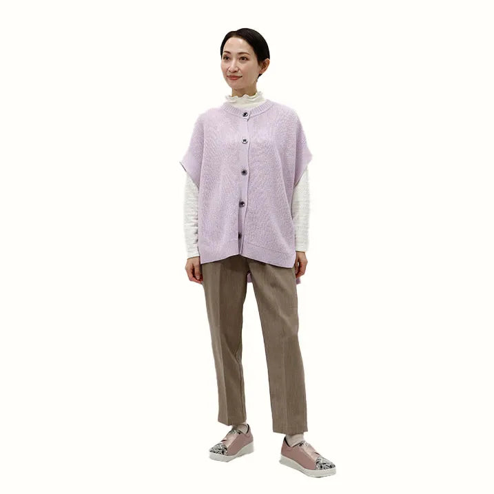 【季節の変わり目や寒暖差のある日にぴったりの1枚・着回し◎洗濯◎】畦編み肩掛けベスト