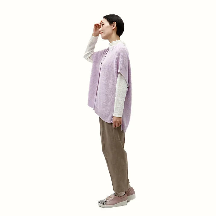 【季節の変わり目や寒暖差のある日にぴったりの1枚・着回し◎洗濯◎】畦編み肩掛けベスト