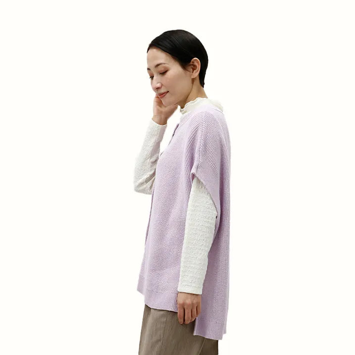 【季節の変わり目や寒暖差のある日にぴったりの1枚・着回し◎洗濯◎】畦編み肩掛けベスト