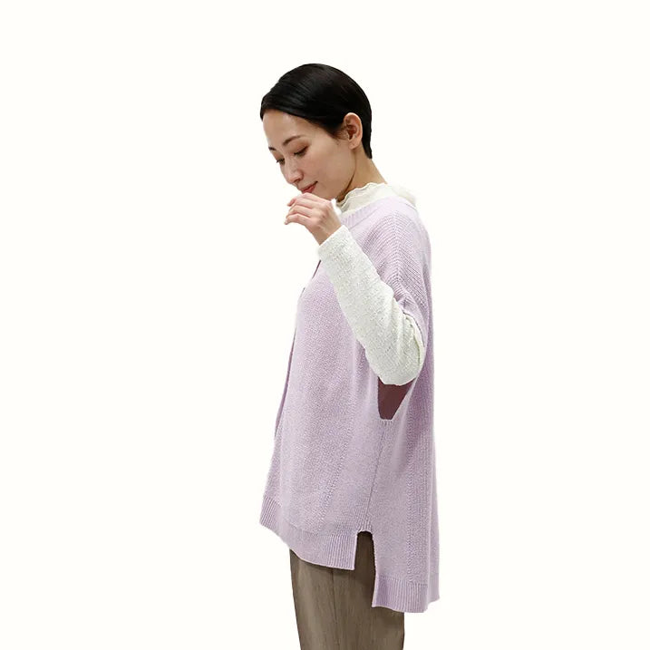 【季節の変わり目や寒暖差のある日にぴったりの1枚・着回し◎洗濯◎】畦編み肩掛けベスト