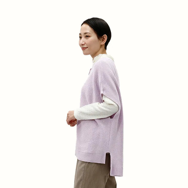 【季節の変わり目や寒暖差のある日にぴったりの1枚・着回し◎洗濯◎】畦編み肩掛けベスト