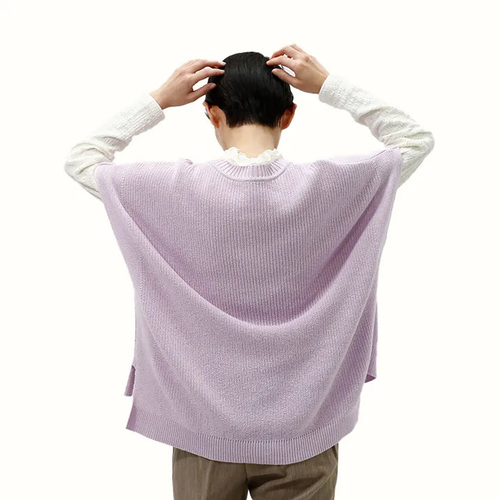 【季節の変わり目や寒暖差のある日にぴったりの1枚・着回し◎洗濯◎】畦編み肩掛けベスト