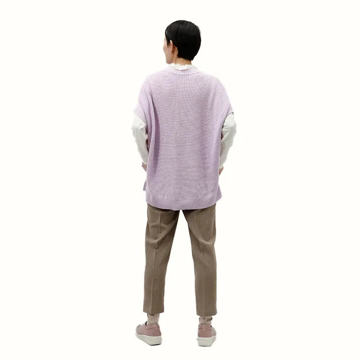 【季節の変わり目や寒暖差のある日にぴったりの1枚・着回し◎洗濯◎】畦編み肩掛けベスト