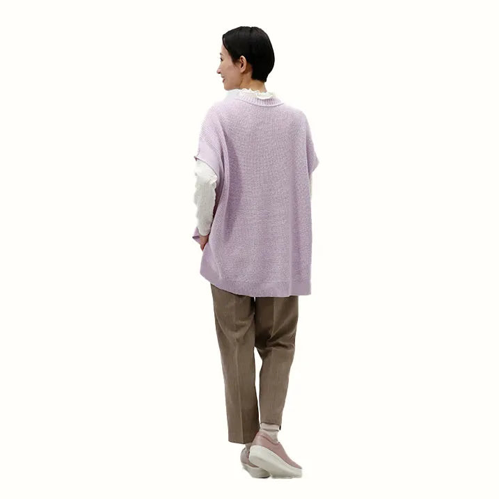 【季節の変わり目や寒暖差のある日にぴったりの1枚・着回し◎洗濯◎】畦編み肩掛けベスト