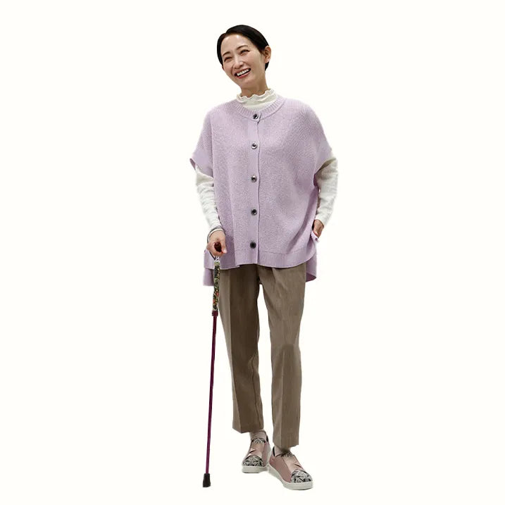 【伸縮&折りたたみ・上柄】折畳みステッキ Fabric Designed By W.Morris ORCHID