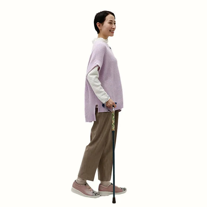 【伸縮&折りたたみ・上柄】折畳みステッキ Fabric Designed By W.Morris ORCHID