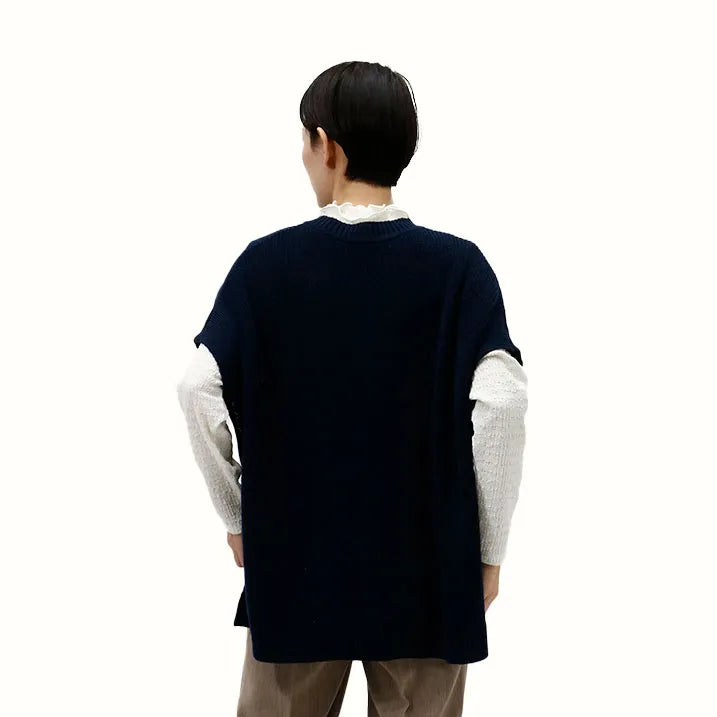 【季節の変わり目や寒暖差のある日にぴったりの1枚・着回し◎洗濯◎】畦編み肩掛けベスト