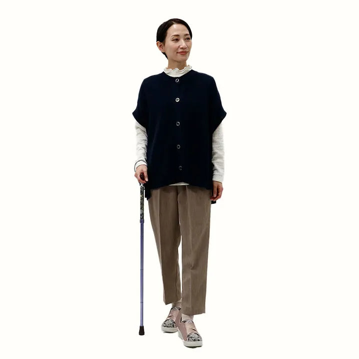 【伸縮&折りたたみ・上柄】折畳みステッキ Fabric Designed By W.Morris ORCHID