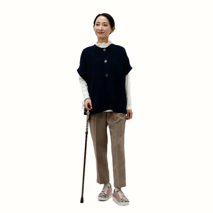 【伸縮&折りたたみ・上柄】折畳みステッキ Fabric Designed By W.Morris ORCHID