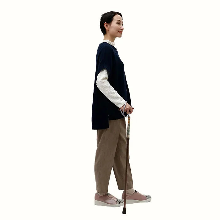 【伸縮&折りたたみ・上柄】折畳みステッキ Fabric Designed By W.Morris ORCHID