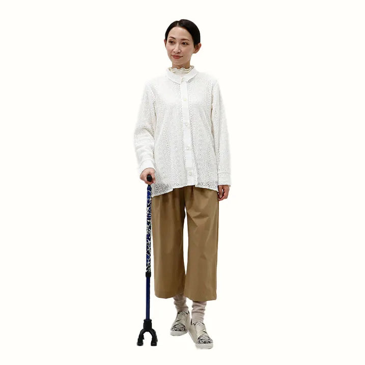 【自立・伸縮・可動式】4点オペレーションステッキ リバティプリント Edna