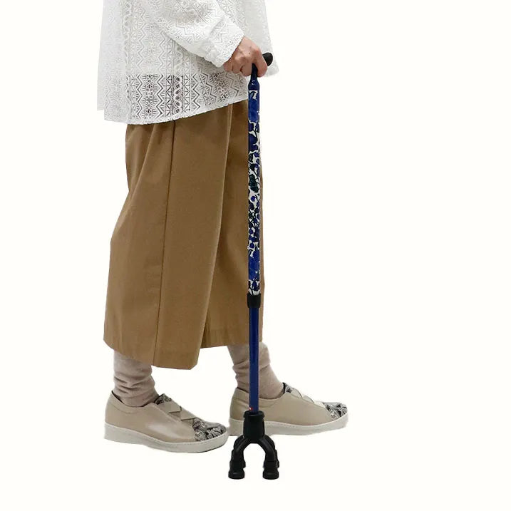 【自立・伸縮・可動式】4点オペレーションステッキ リバティプリント Edna