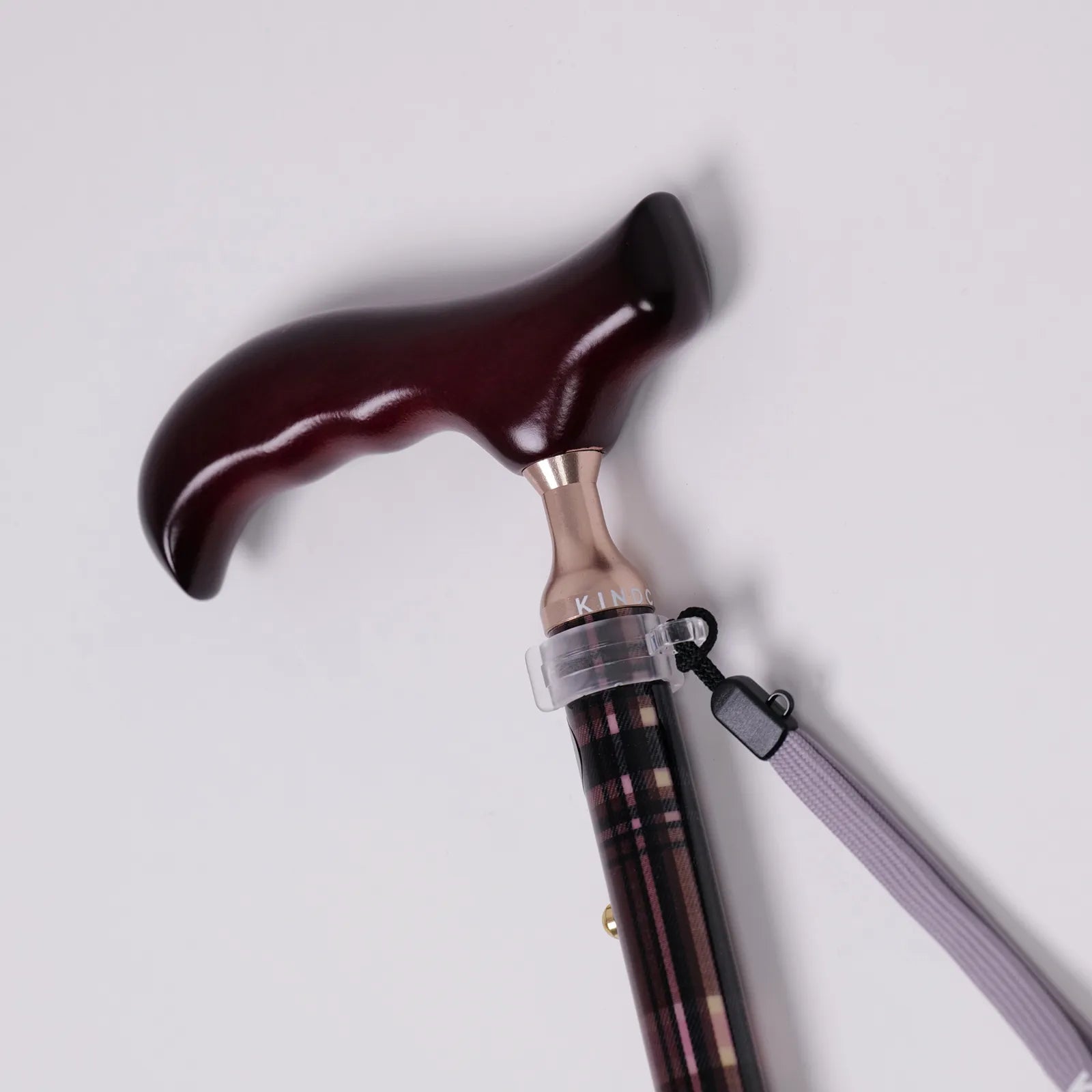 【伸縮&折りたたみ・上柄】ゴム式折りたたみステッキ チェック