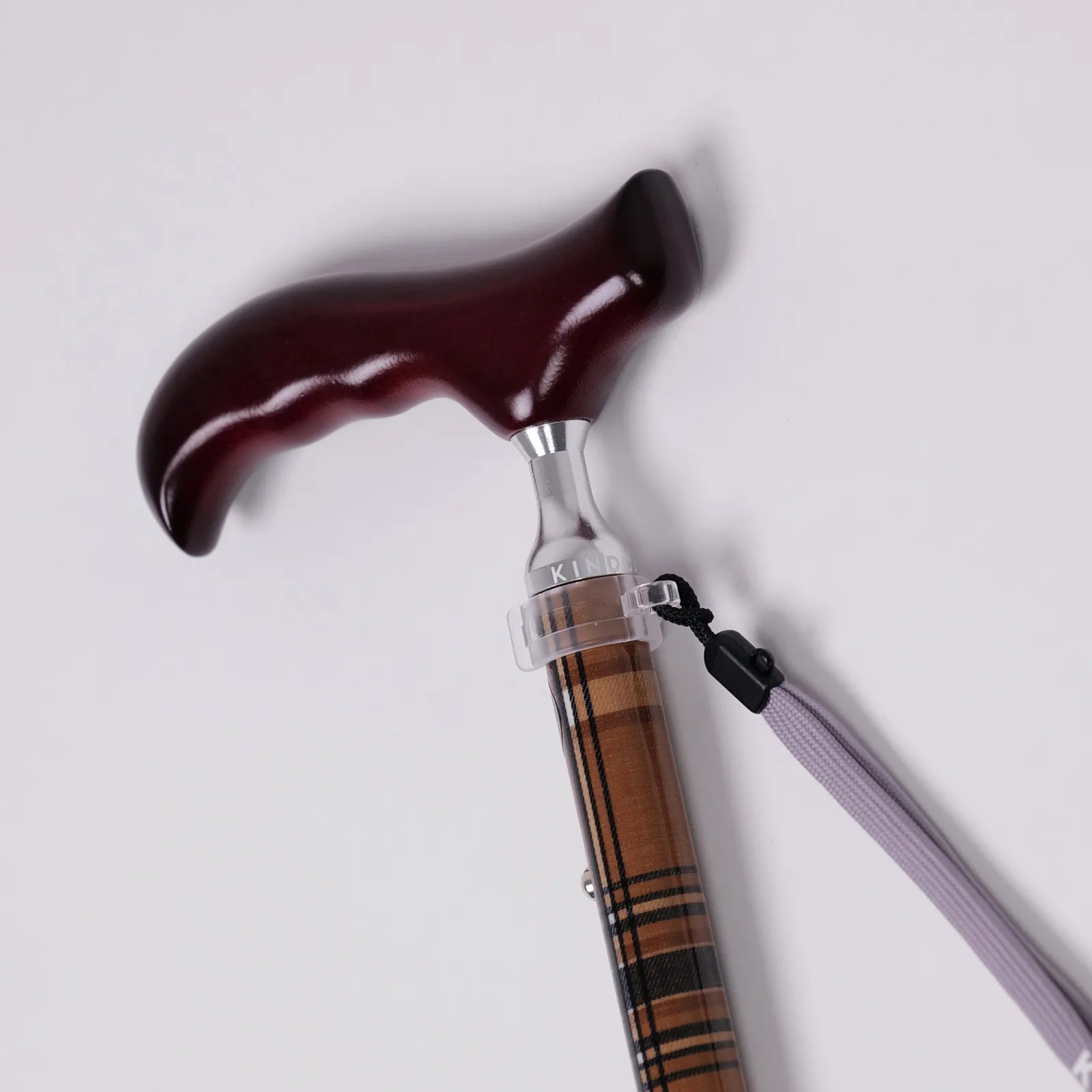 【伸縮&折りたたみ・上柄】ゴム式折りたたみステッキ チェック