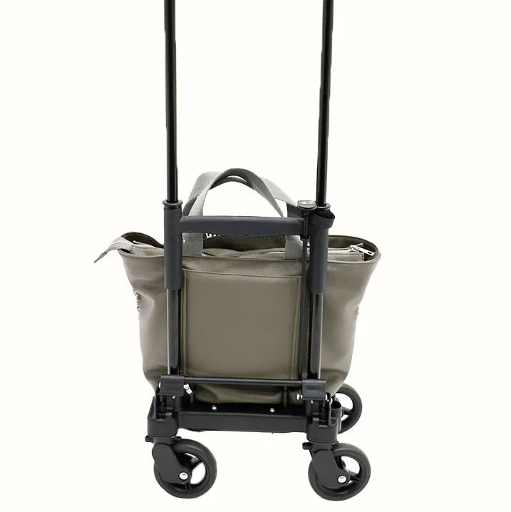 【上品な佇まい】シェニール織トート付き 横押しカート