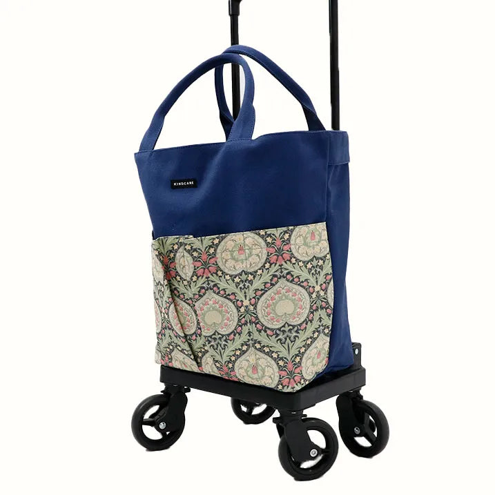 Utility Tote Push Cart Fabric by W.morris EDEN - Navy