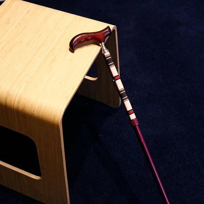 【伸縮&折りたたみ・上柄】ゴム式折りたたみステッキ チェック