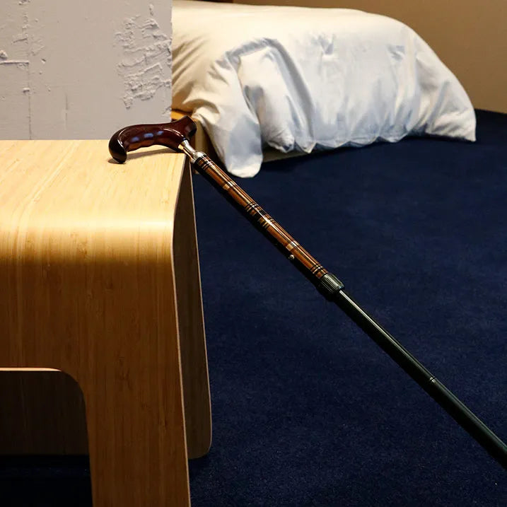 【伸縮&折りたたみ・上柄】ゴム式折りたたみステッキ チェック