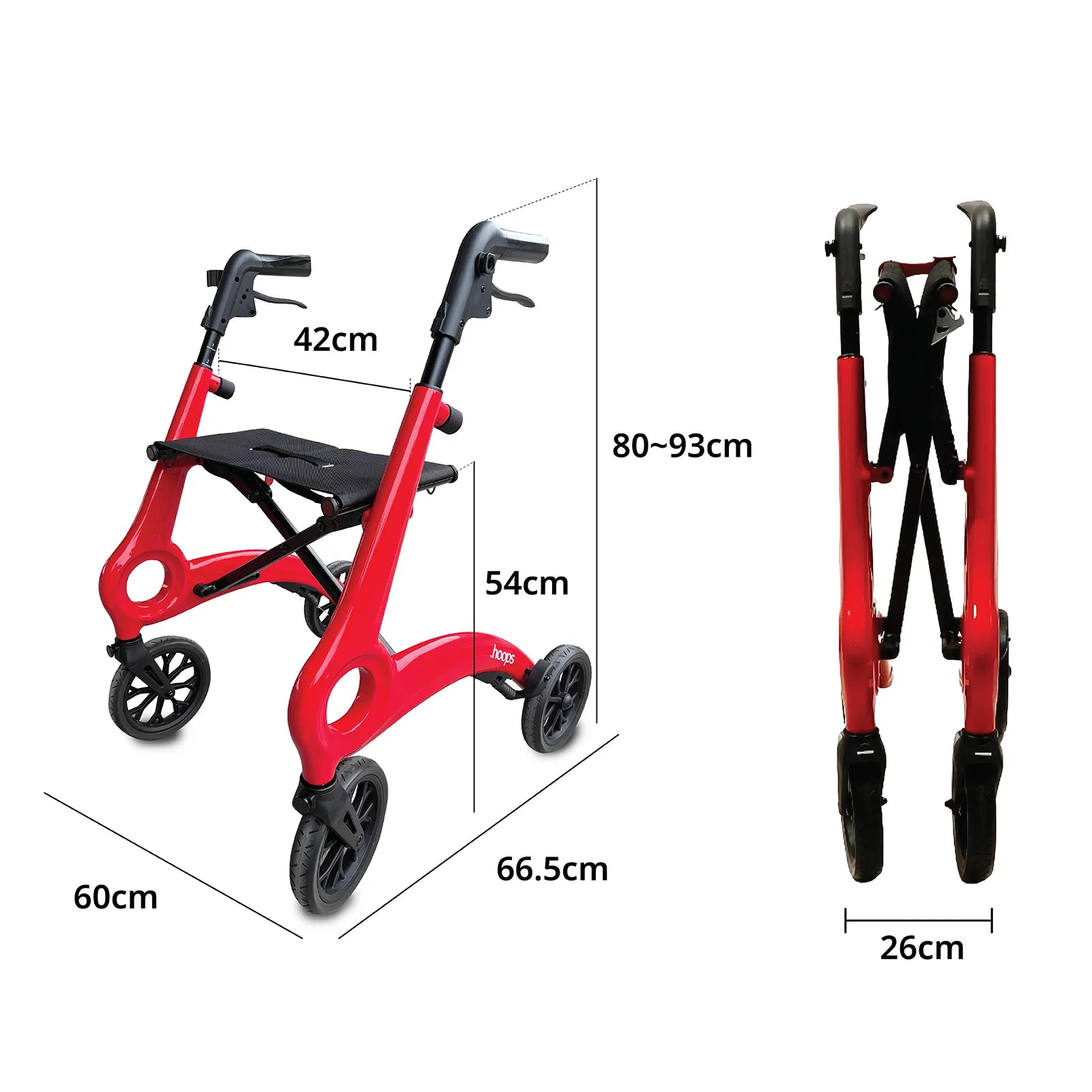 KINDCARE Forte: A silver cart with a U-shaped handle that allows for easy walking and sitting